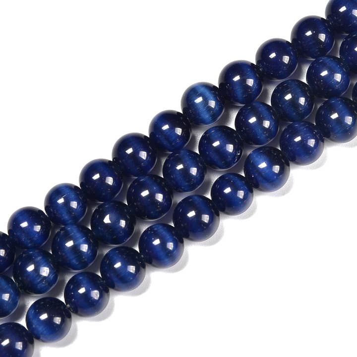 Montana Blauwe Kattenoog Gladde Ronde Kralen Maat 6mm 8mm 10mm 12mm 15,5'' Streng voor wholesale door CRCBEADS