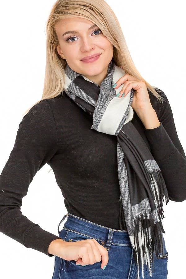 Cap Zone – wholesale Scarf – Women's – Classy Plaid Over Sized Virgin Wool Fuzzy Scarves9