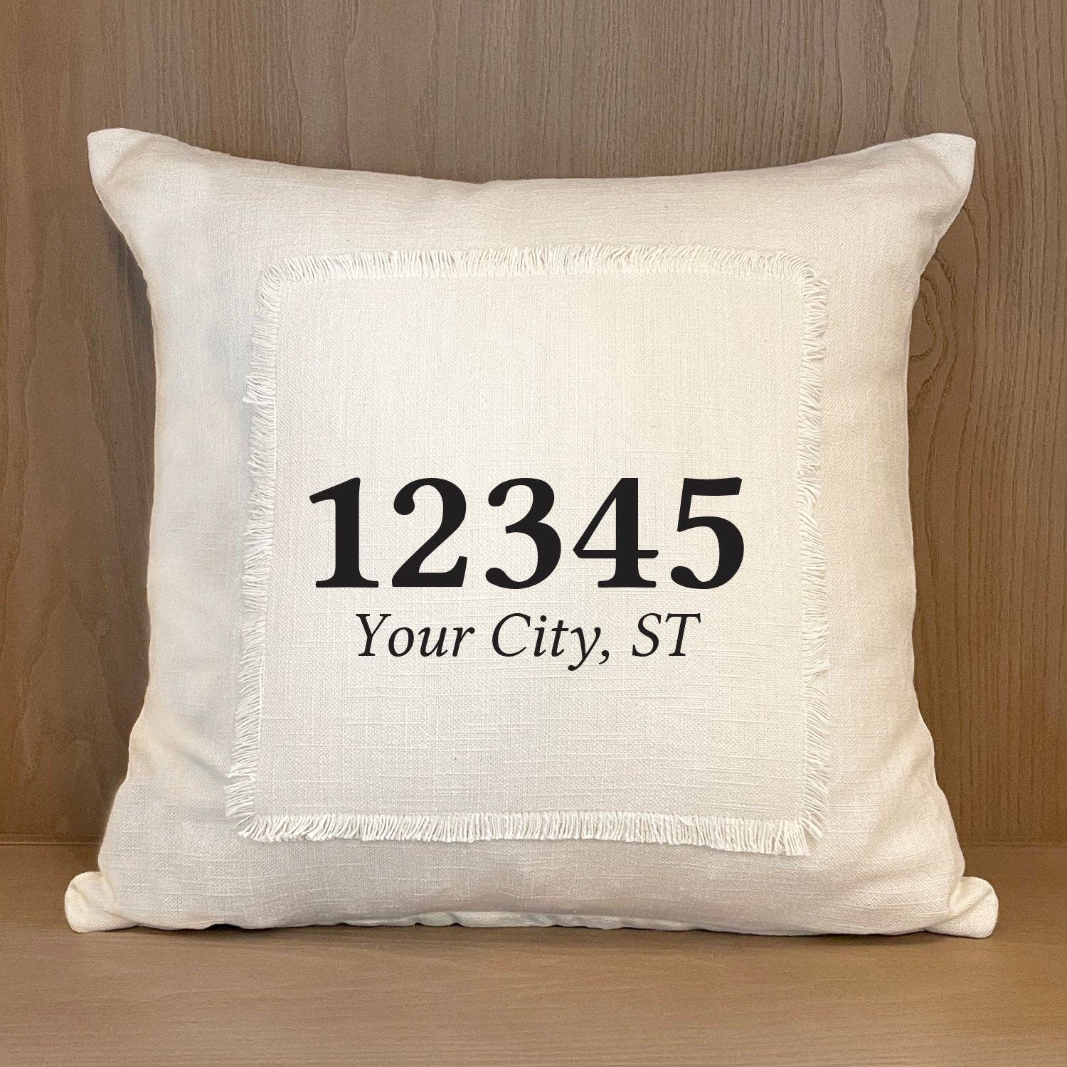 Second Nature by Hand - Wholesale Throw Pillow Cover - Postal Code [CUSTOM] / Natural or Grey Pillow Cover0