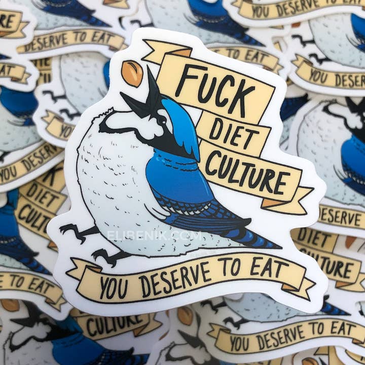 Autocolante em vinil impermeável para serviço pesado Fuck diet culture bird por atacado de Eli Benik