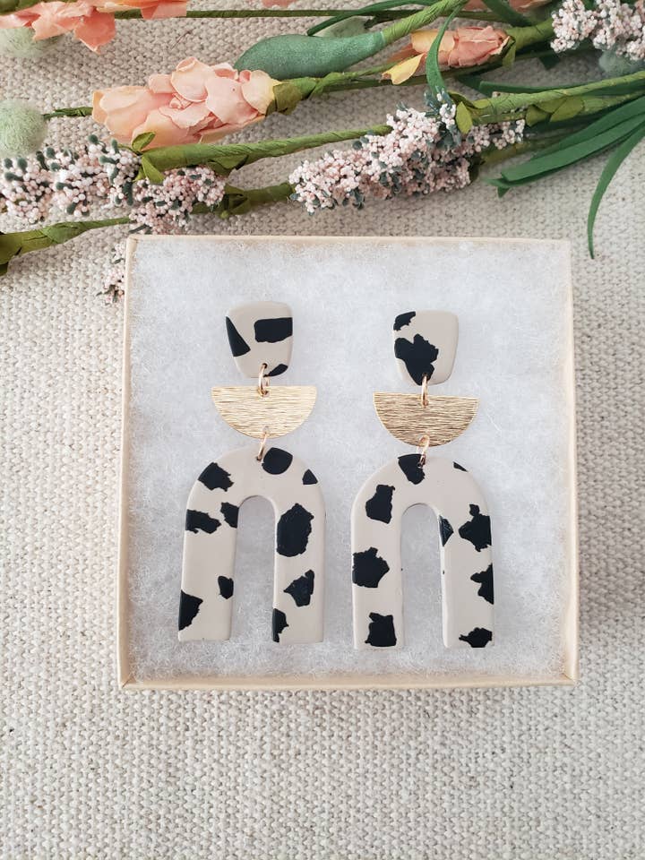 the Stella | Cheetah Clay Statement Large Earring Pair for wholesale by LulaLina Design
