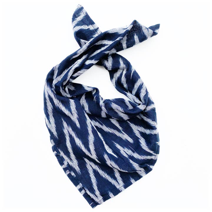 Rustic Loom - Wholesale Bandana - Women's - Black Grey Zig Zag Ikat Bandana