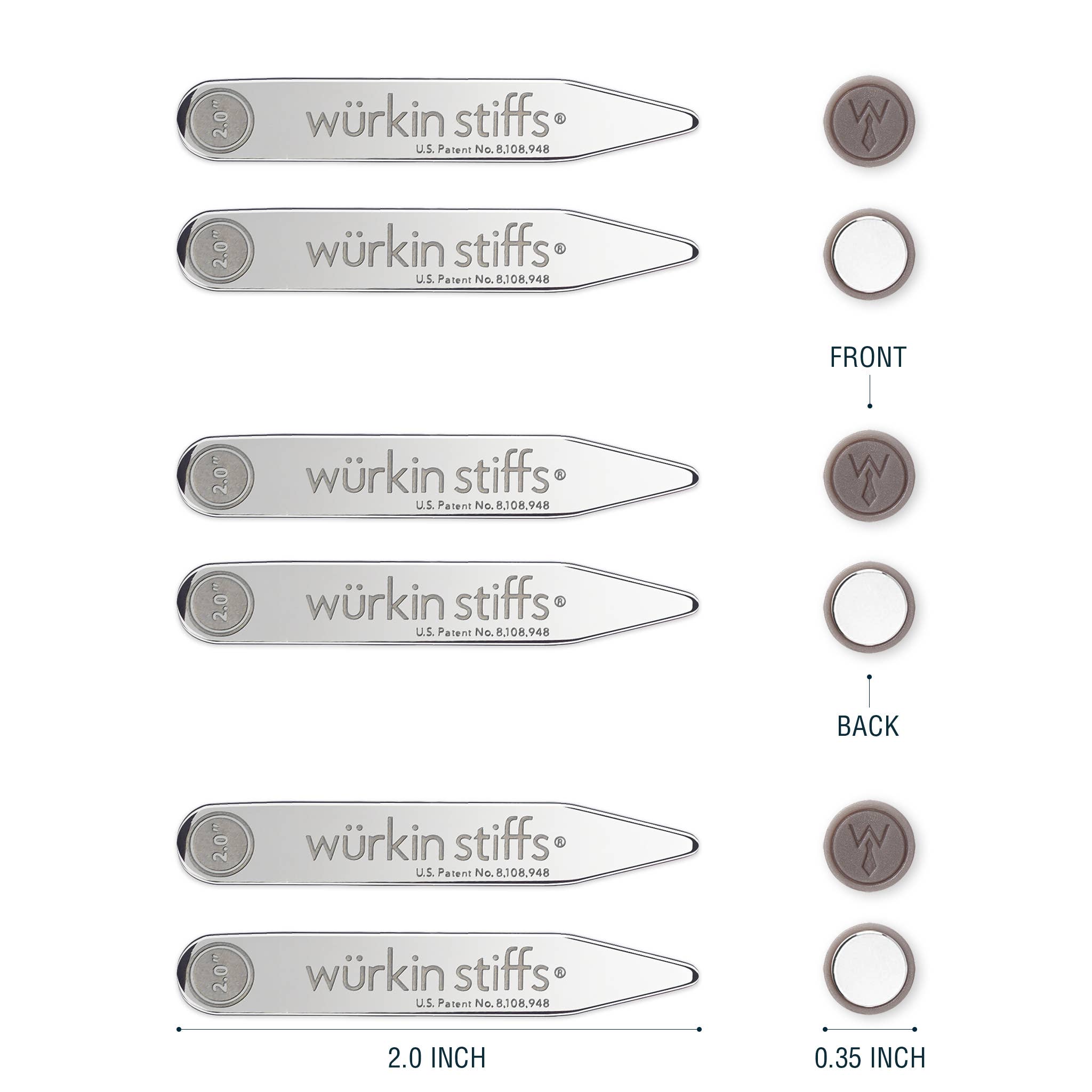 wurkin stiffs - Vente Baleine de col – homme - 2.0" Power Stays - Colliers magnétiques - 3 paires2