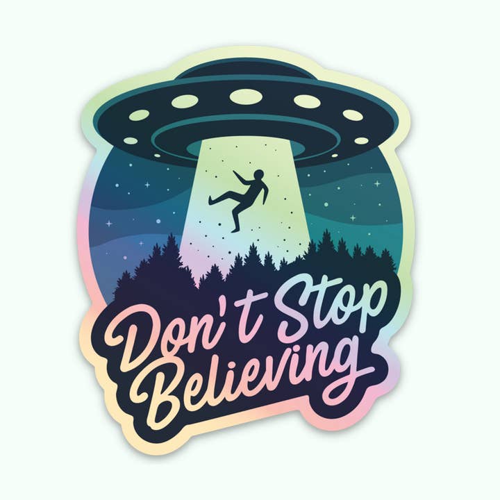 Bloom & Wander - Vente Autocollant - Autocollants UFO Alien | N'arrêtez pas de croire | Holographiques0