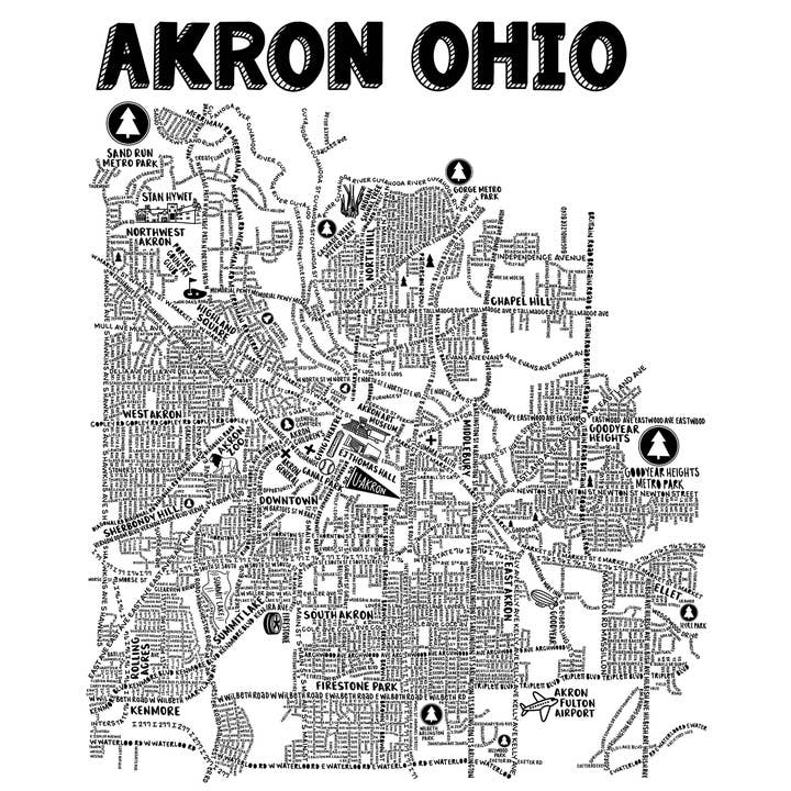 Akron Ohio Street Skriv ut för wholesale av Whereabouts Shop