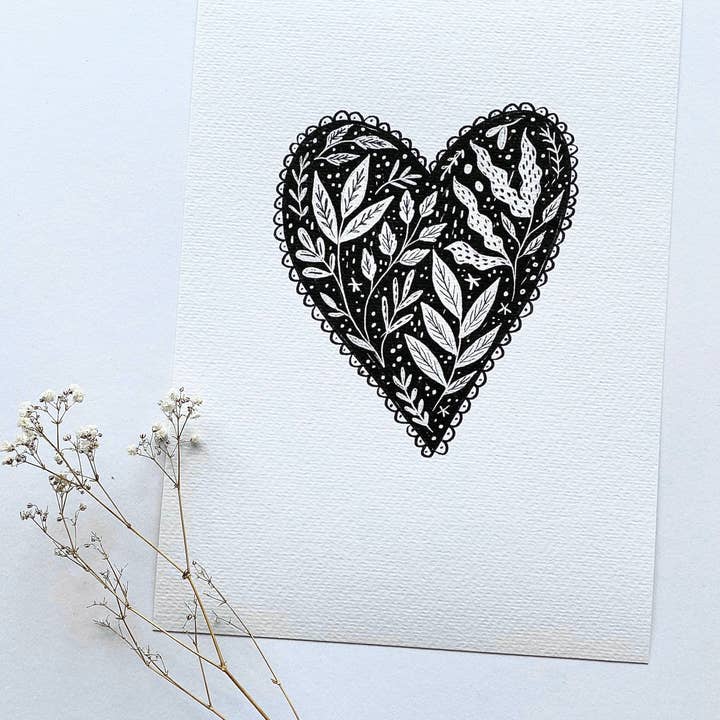 Botanical Heart Print | A4 Print for wholesale by Juniper Press