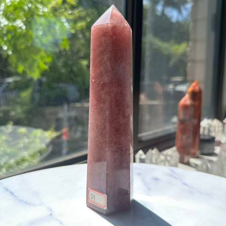 Moon Rituals - Wholesale Spiritual stone/crystal - Large Strawberry Quartz Crystal Tower Obelisk – Love & Emotional Healing, Christmas Crystal Gift #15