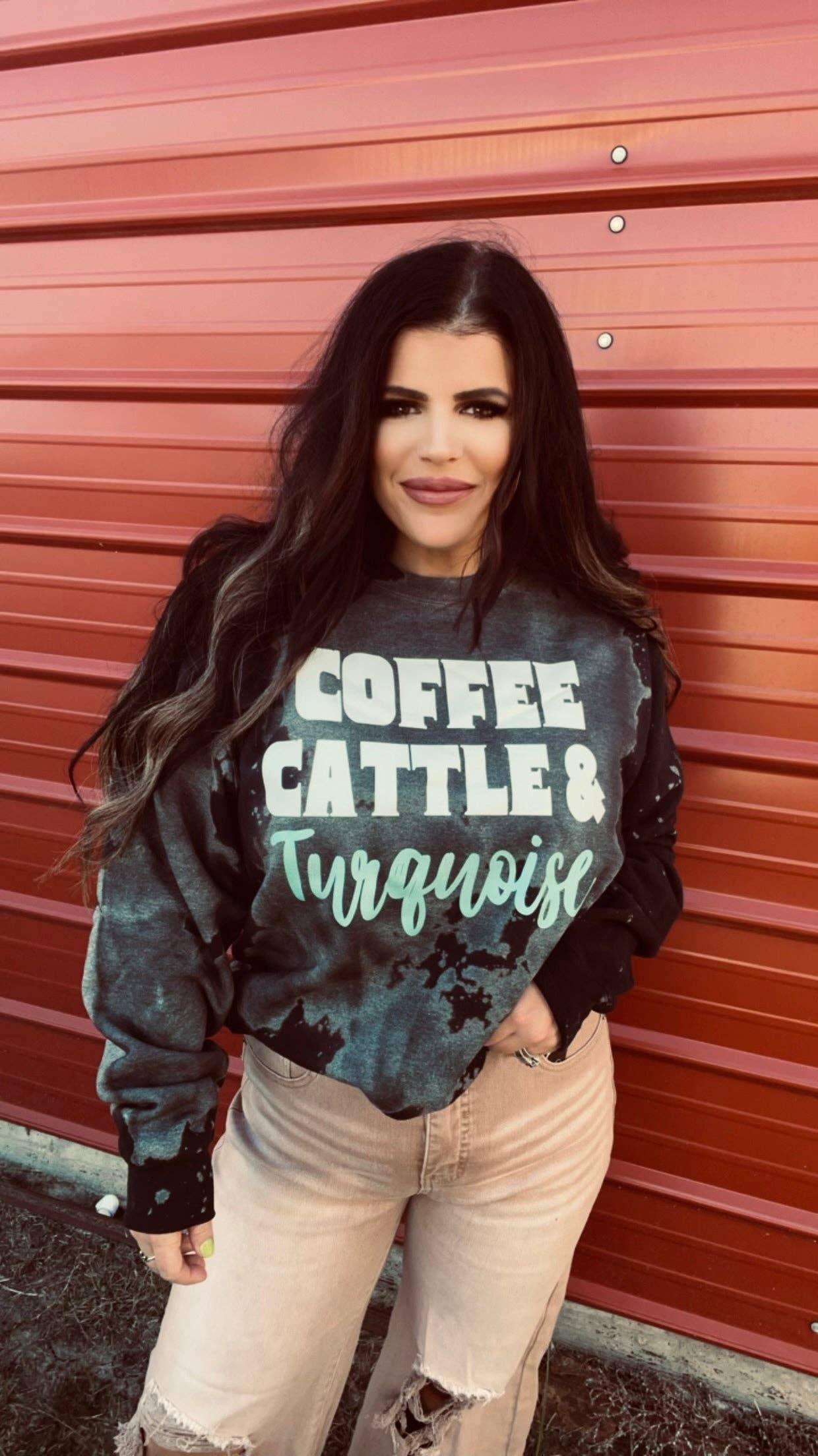 Sugar & Velvet Collective Wholesale - Wholesale T-Shirt (Graphic) - Women's - COFFEE, CATTLE, & TURQUOISE { TEE & SS }