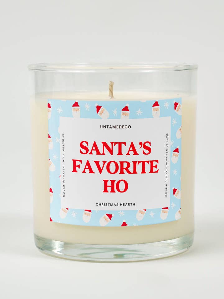Santa’s Favorite Ho | Funny Christmas Candle for wholesale by Untamedego LLC