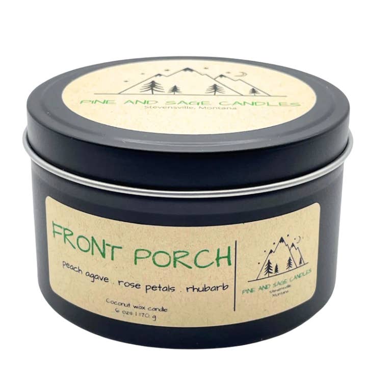 Pine and Sage Candles – wholesale Reseljus – Främre Veranda-6 oz Svart Matt Ljusstake i Plåt
