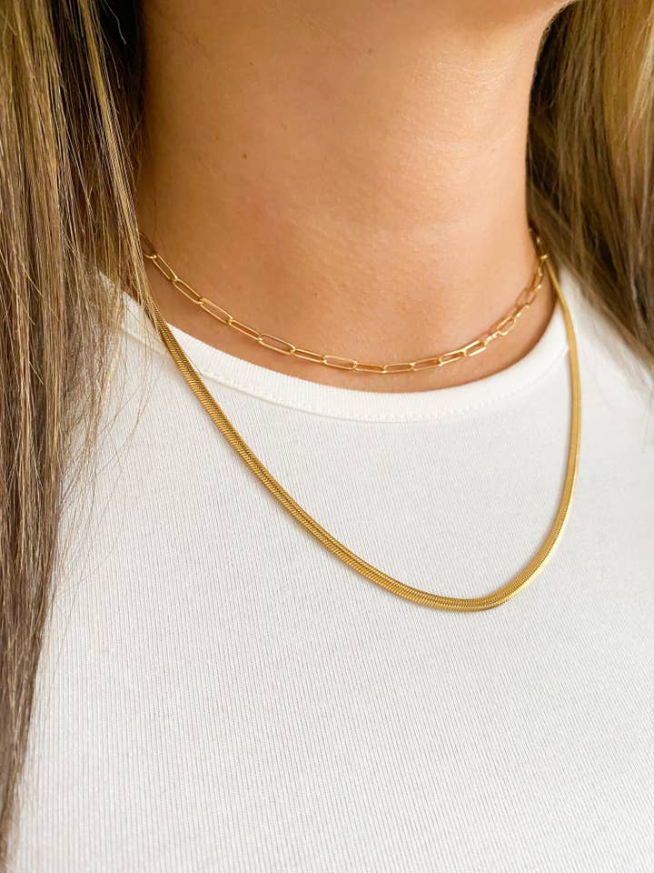 Gold Plated Herringbone Necklace for wholesale by Arlowe & Jade