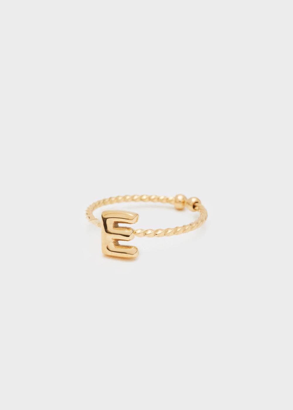 NALI' - Wholesale Band/Stacked Ring - RING IN STAINLESS STEEL LETTER E GOLD - CON581