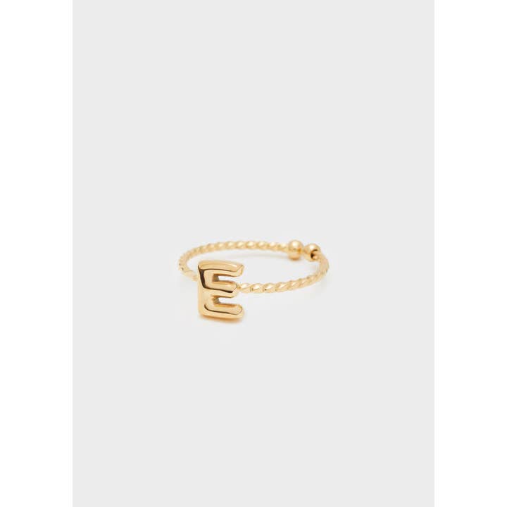 NALI' - Wholesale Band/Stacked Ring - RING IN STAINLESS STEEL LETTER E GOLD - CON581