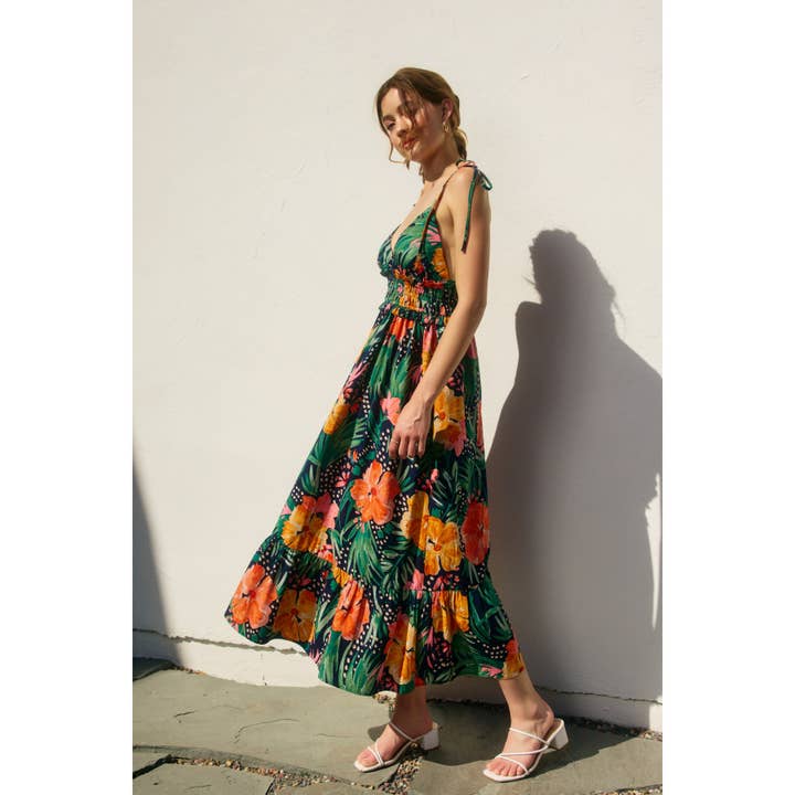 POPPY FIELD Hibiscus Shirred Waist Dress for wholesale on Faire