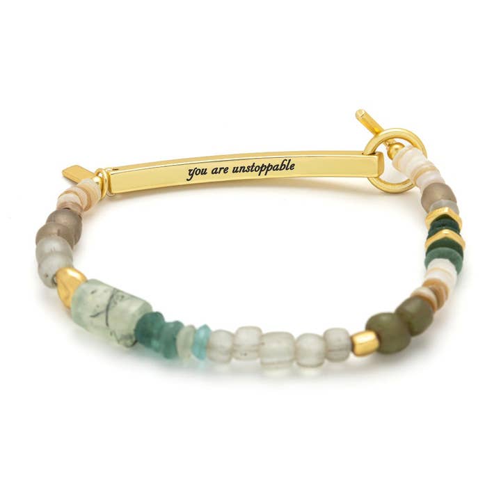 Scout Curated Wears - Wholesale Beaded Bracelet - Hidden Message Bracelet - Unstoppable/Chiltonite/Gold2