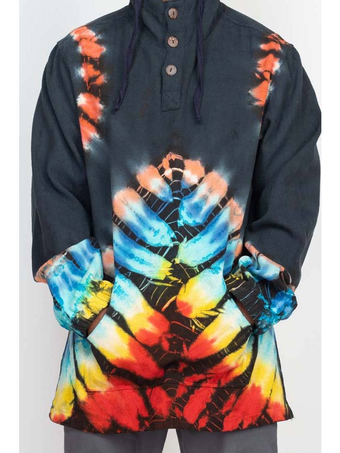 Lakhays Collection Inc. - Vendita all'ingrosso Felpa con cappuccio - Uomo - Felpa con cappuccio Tie-Dye Baja con bottoni4