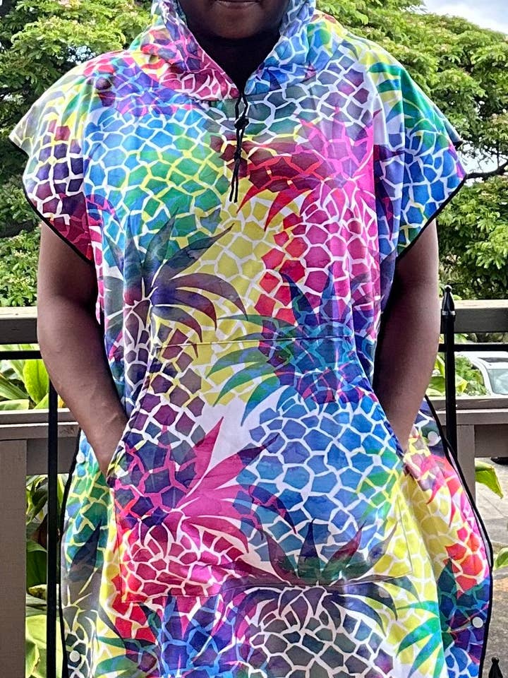 Pineapples Microfiber Poncho for wholesale by Upcountry Aloha