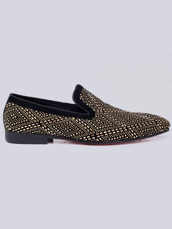 Men's Rhinestone Suede Slip On Loafer Shoes 5SH16 for wholesale by BARABAS