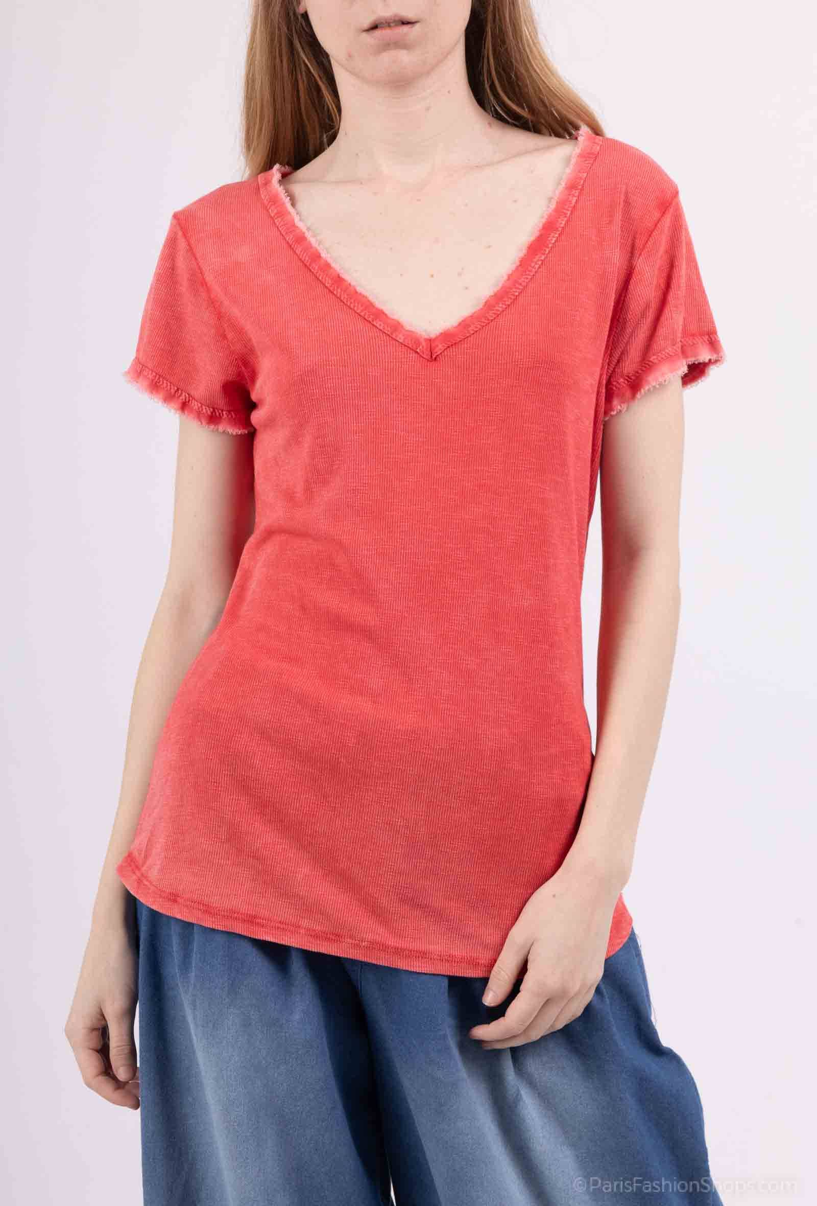 Pépouz' Paris - Wholesale T-Shirt - Women's - Washed cotton short-sleeve T-shirt PT250414