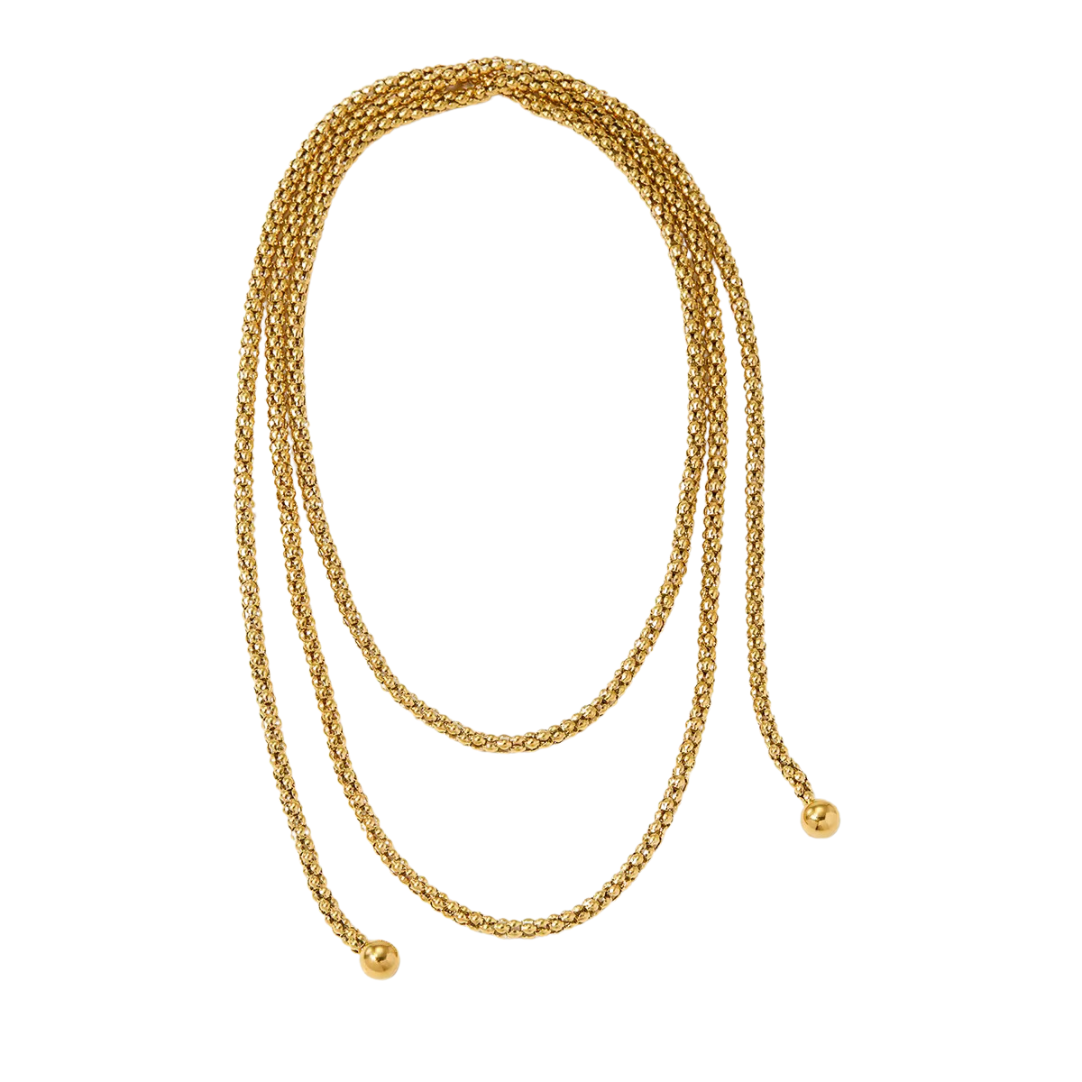 HoopLa - Vendita all'ingrosso Collane a catena e maglie - Collana in acciaio con corda a laccio, nappina a sfera e catena avvolgente Audrey.1