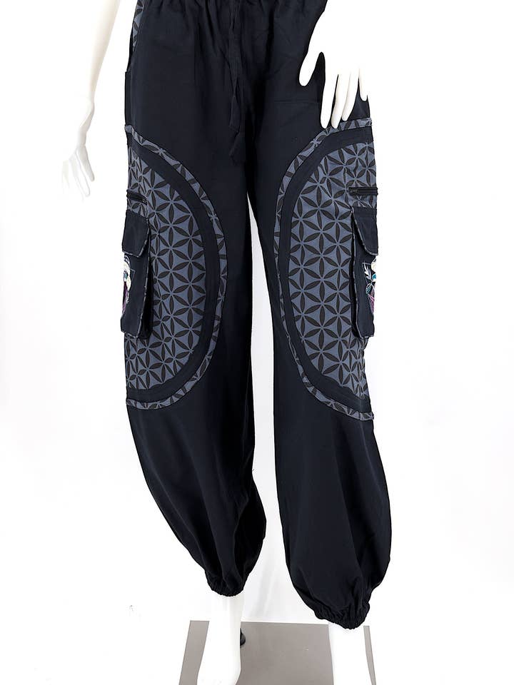 Himalaya Handmade - Wholesale Pants - Women's - Cotton Hippie Handmade Harem Mushroom Embroidered Bohemian Pants