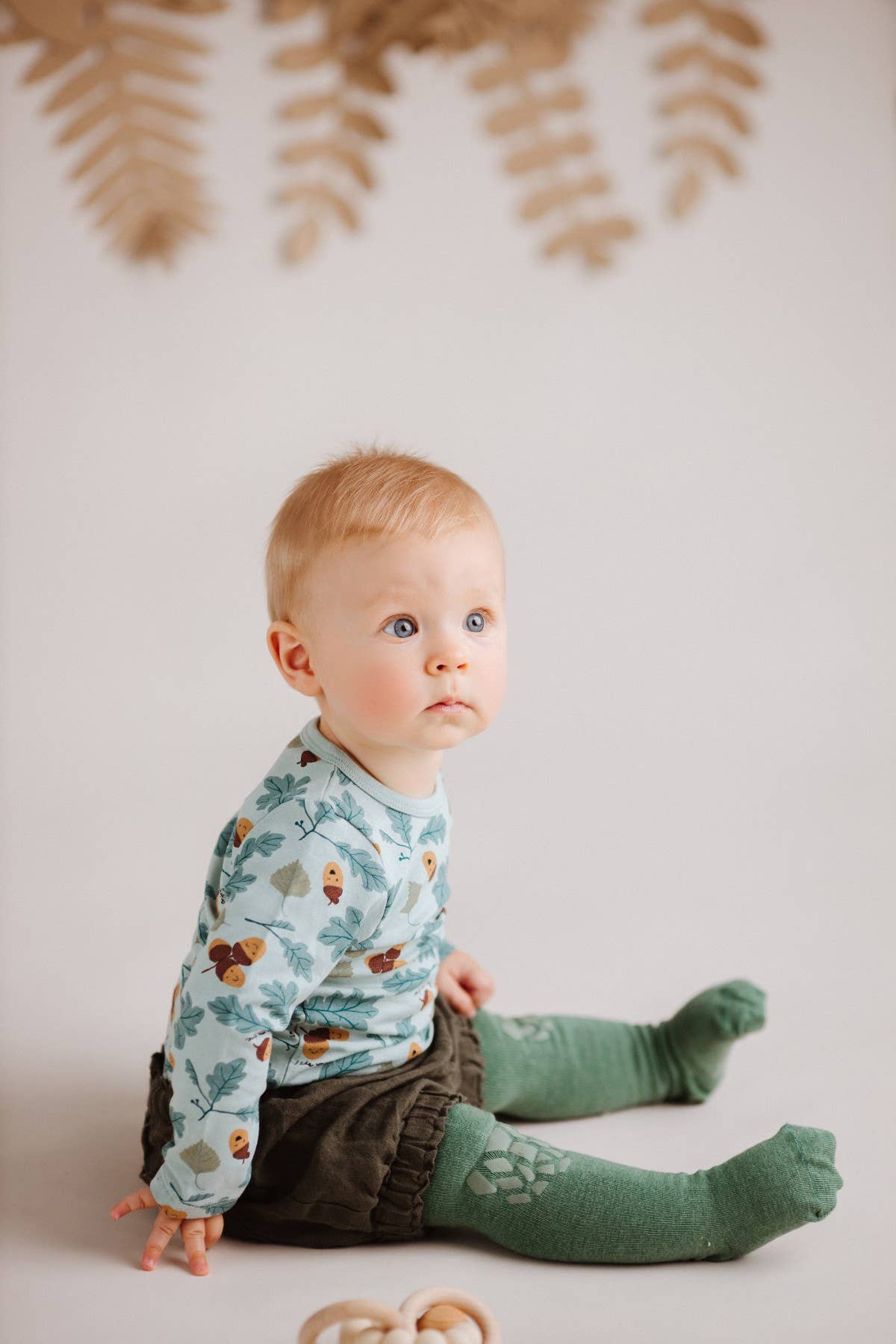 Olie the Curious - Wholesale Socks - Kids - Green Forest Tales Crawling Tight7