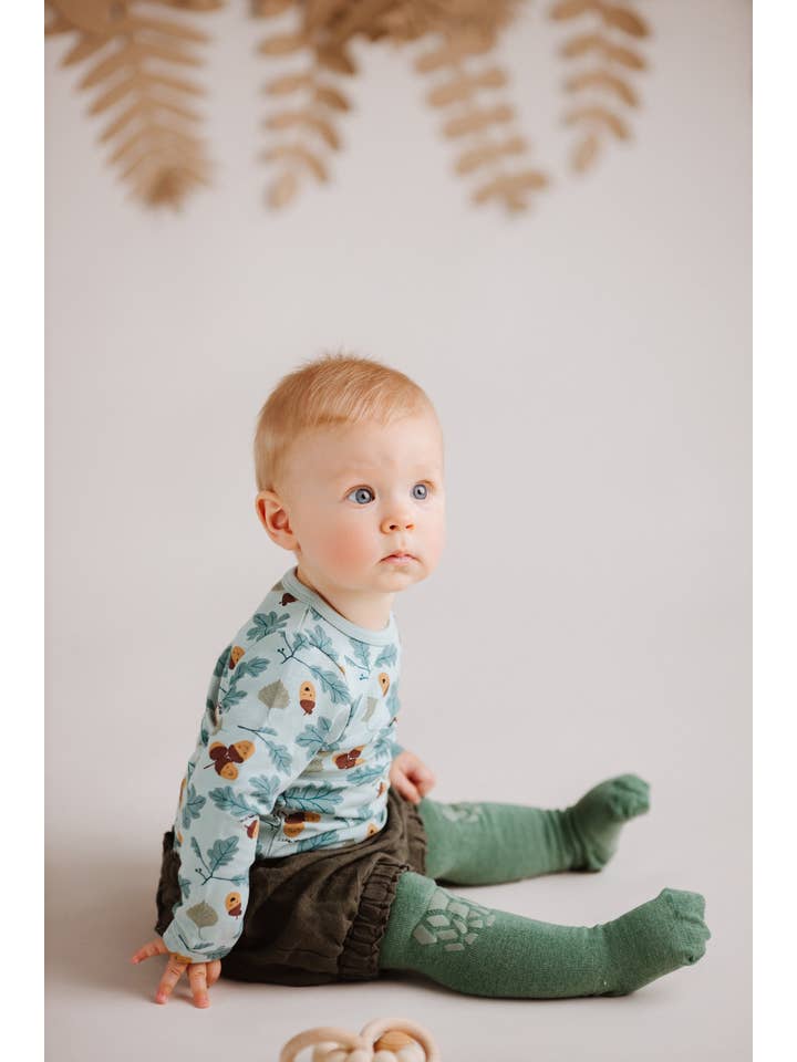 Olie the Curious - Wholesale Socks - Kids - Green Forest Tales Crawling Tight7