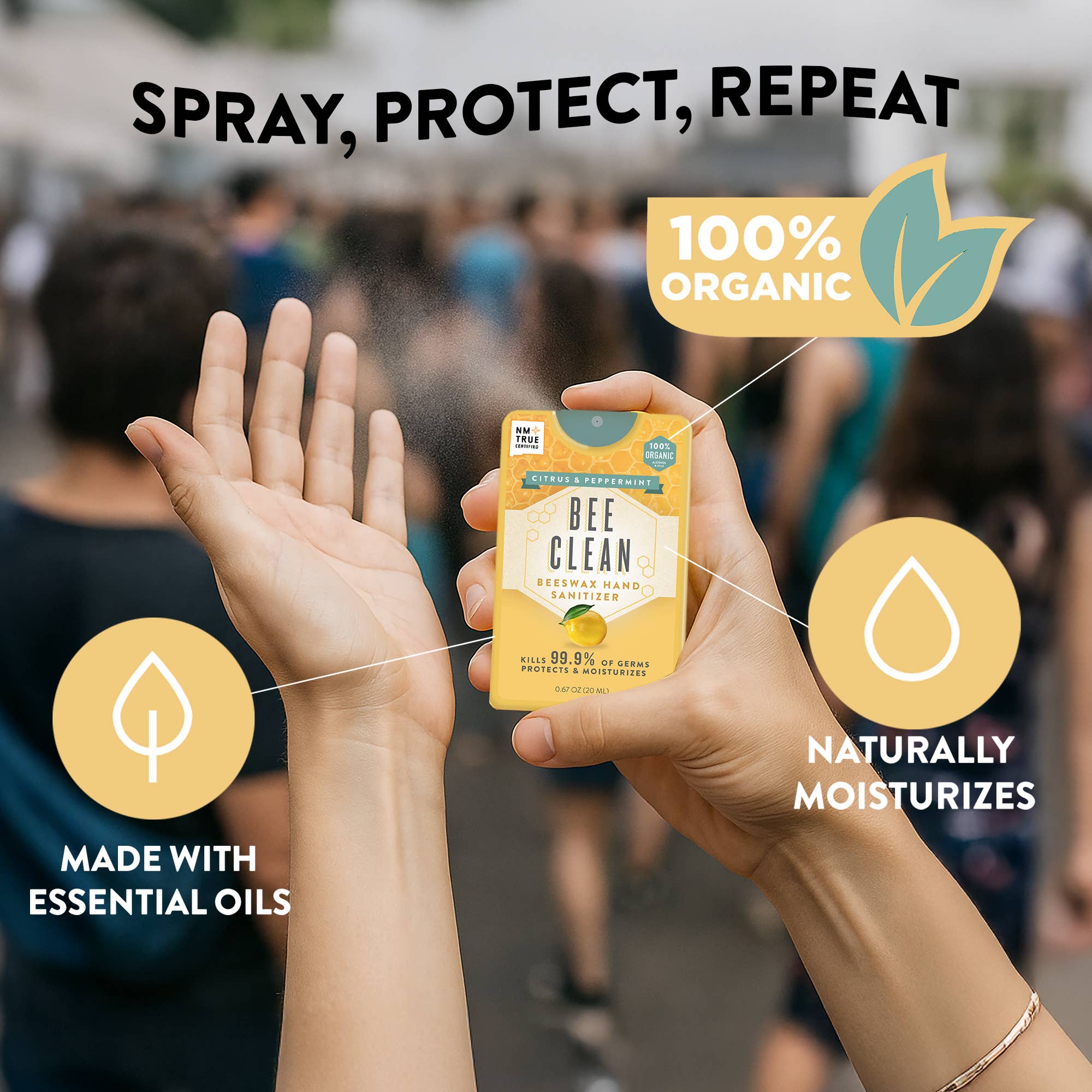 Bee Clean - Vente Désinfectants pour les mains - Désinfectant pour les mains à la cire d'abeille biologique Bee Clean-13 agrumes 4 paquets5