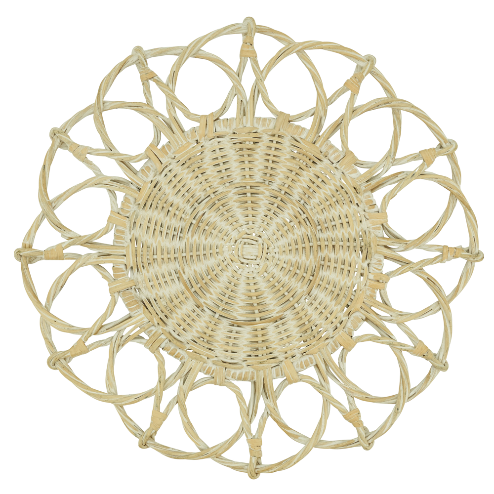 Fennco Styles – wholesale Placemat – Ivory Twisted Rattan 15" Round Placemat 2