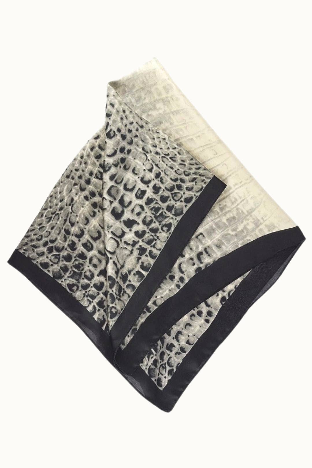 Olive & Pique - Wholesale Scarf - Unisex - "So Silky" Satin Neckerchief Scarf, Versatile, Black Croc1