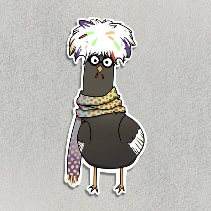 Autocollant d'écharpe colorée en forme de poulet pour la vente par Salt Birch