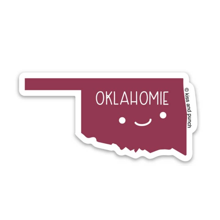 Autocollant en vinyle rouge Oklahomie Oklahoma de 3 pouces pour la vente par Kiss and Punch