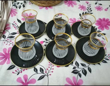 benjashop - Wholesale Tea Set - Paşabahçe 12 Pieces Luxury Irem Tea Set Turkish Tea Set8