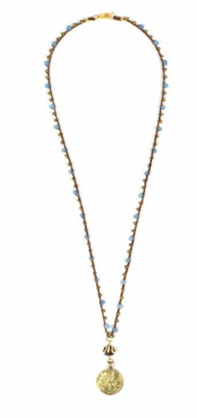 Sigalie Jewelry - Wholesale Pendant/Charm Necklace - Om Blue Crystal Layer Necklace0
