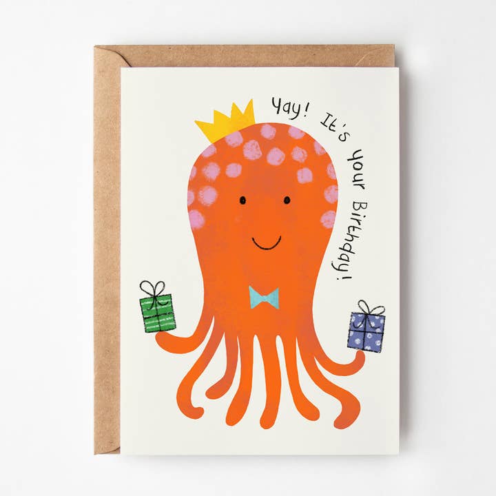 Octopus Birthday Card | Childrens Animal Greetings Card for wholesale by Happy Street