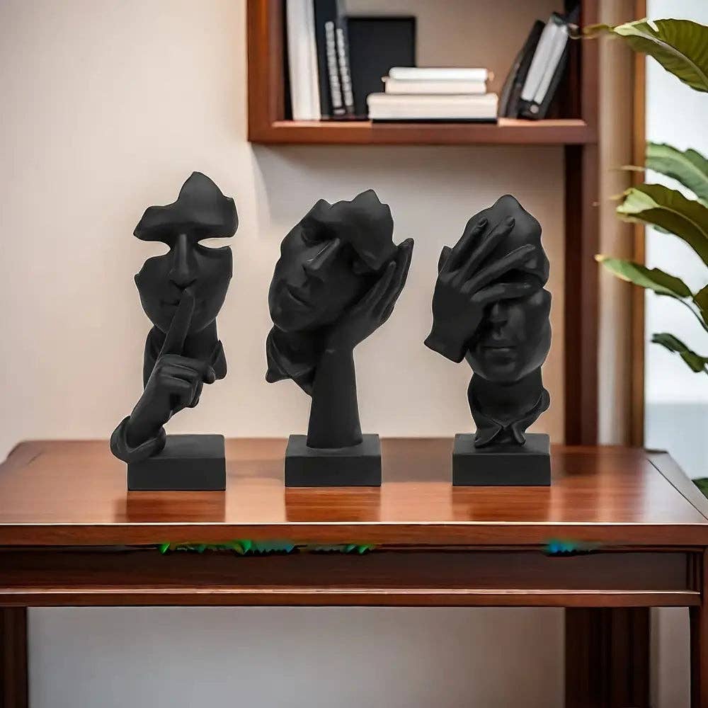 Huis Van Merken - Wholesale Decorative Figurine - 3pcs set of abstract facial decoration resin handicraft ornaments1