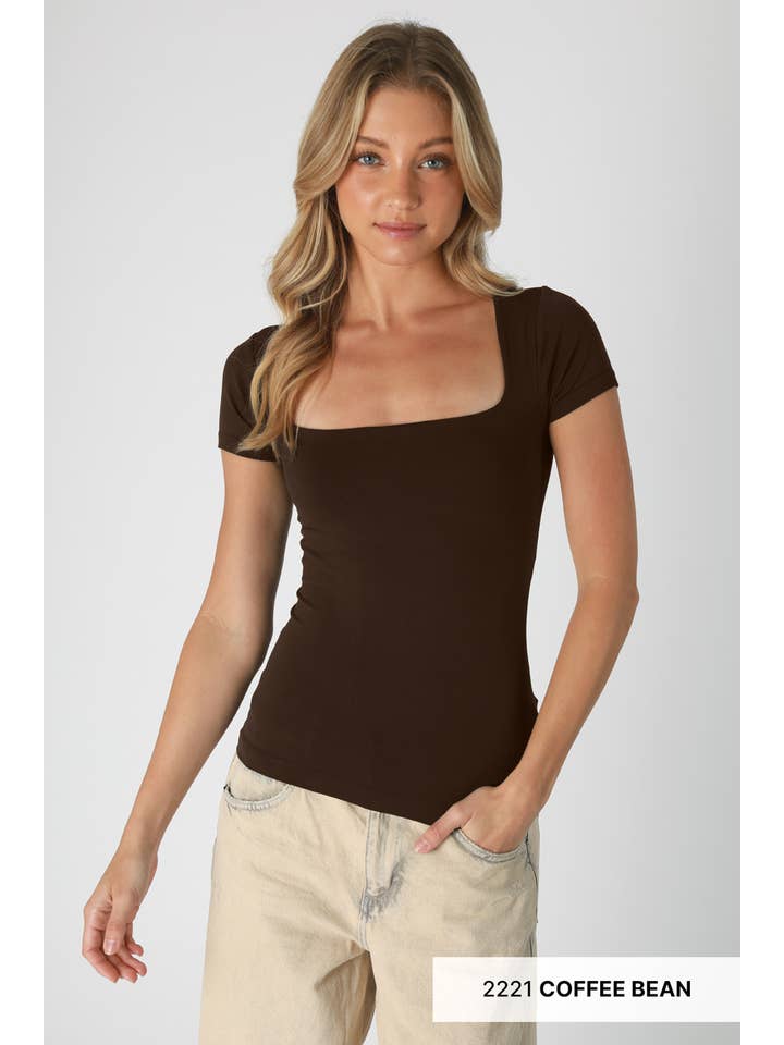 NIKIBIKI - Wholesale Knit Top - Women's - NS8326- Square Neck SS Top16