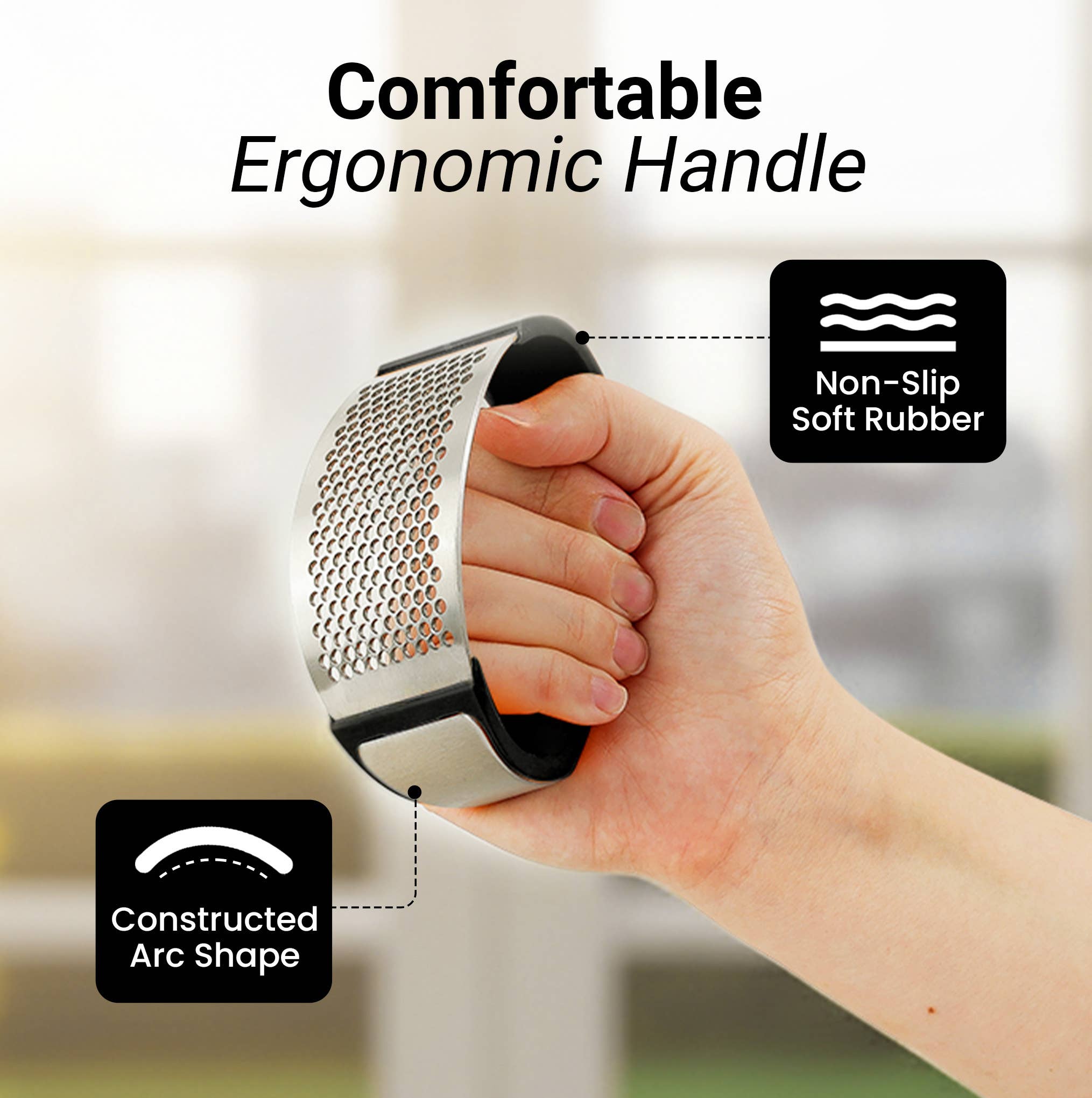 Zulay Kitchen – wholesale Kitchen tool/gadget – Garlic Press Rocker With Silicone Peeler & Scraper Set5