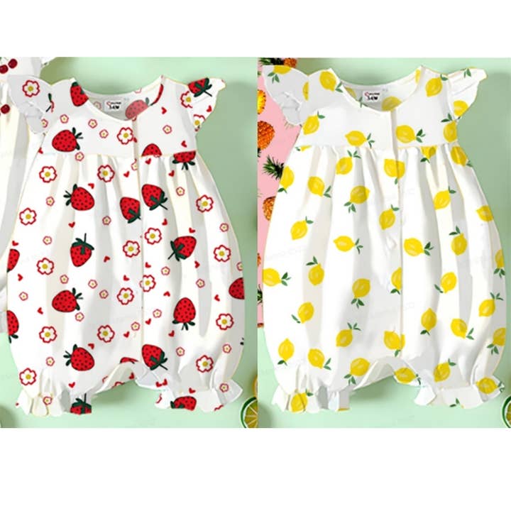 2PC Baby Fruit Print Short-Sleeve Bodysuit Set for wholesale by PatPat