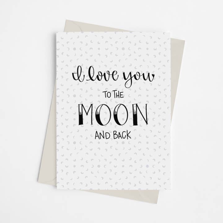 I Love You to the Moon and Back - Greeting Card for wholesale by Black Cat Bazaar