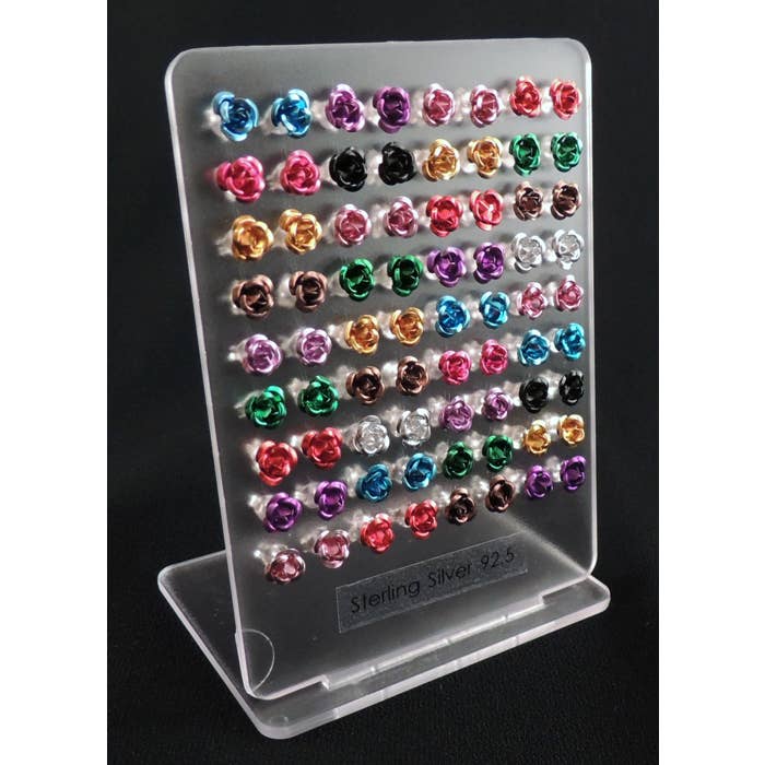 Sterling Silver Rose Earrings for wholesale by Peaceful Village Inc.