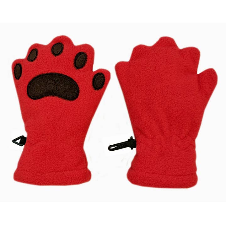 Manoplas rojas de forro polar para bebés y niños pequeños para venta al por mayor de BearHands and Buddies