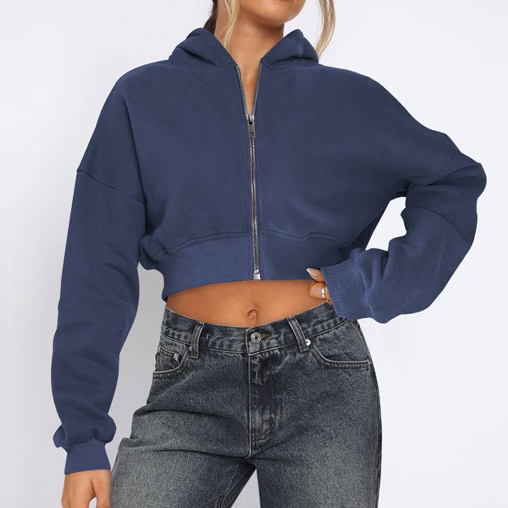 FLEECE ZIPPER CARDIGAN HOODIE CASUAL JACKET for wholesale by Lily Clothing