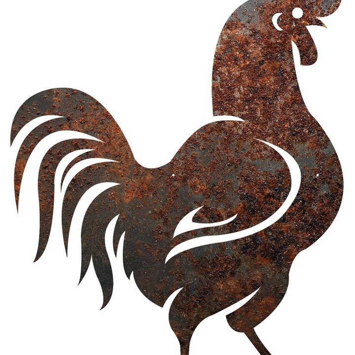 RUSTIC METAL ROOSTER SIGN for wholesale by Recherche Furnishings, Inc.