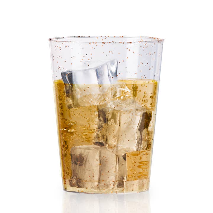 Crown Display - Wholesale Disposable Cup - Exquisite 10 oz. Gold Sparkle Plastic Tumblers - 20 ct.2
