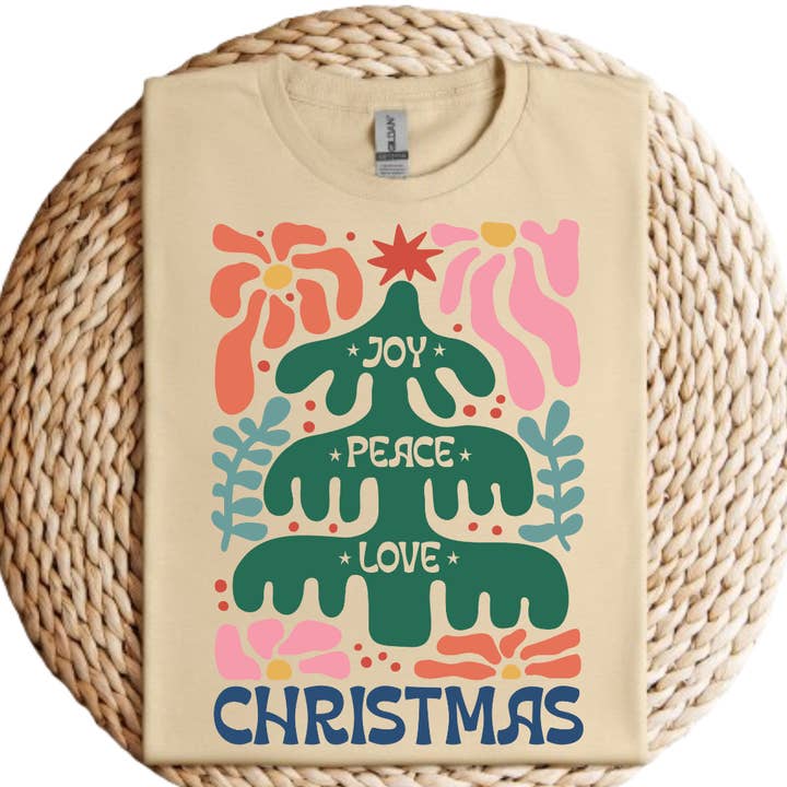 Camiseta Joy Peace Love Natal por atacado de Londas Tees and Tumblers