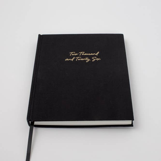 2026 Planner - Black Linen for wholesale by Wrinkle & Crease Paper Products