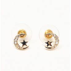 Lovethelinks Ltd - Wholesale Stud/Post Earrings - Moon & Stars Sparkly Earrings
