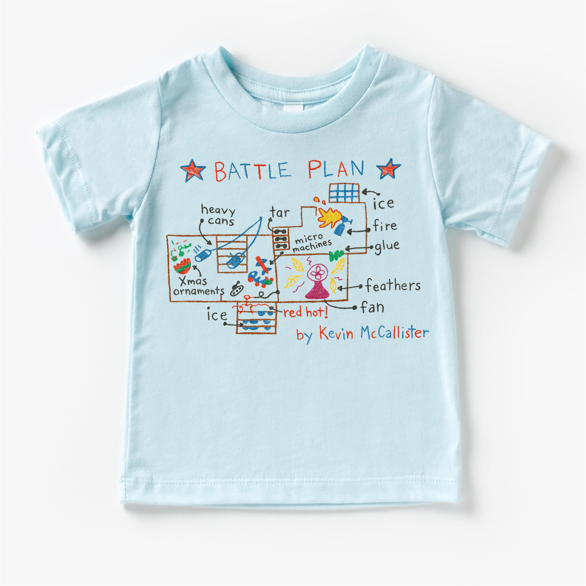 Madi Moosh - Wholesale Screen Printed T-Shirt - Kids - Kevin McCallister's Battle Plan Christmas Shirt0