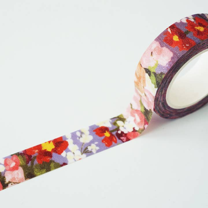Ginably - Wholesale Washi Tape - Blue Glitter Floral Washi Tape2